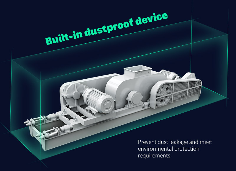 Dustproof device in roll crushers