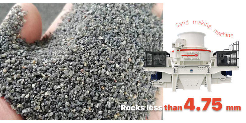Artificial sand which is less than 4.75 mm
