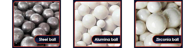 steel balls, alumina balls, zirconia balls,
