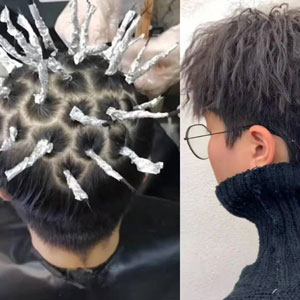 envolver el cabello con papel de aluminio