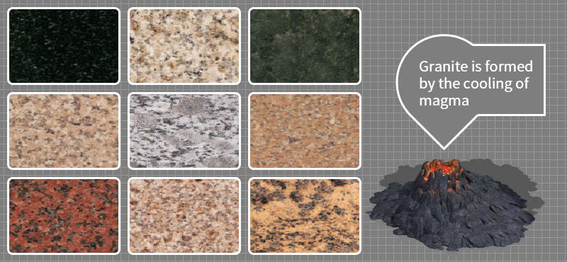 Granite countertop in different colors