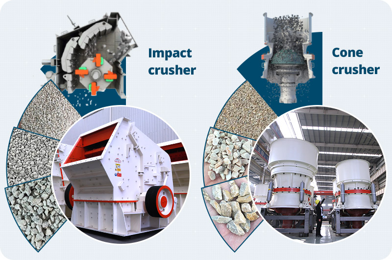 diferentes estructuras de trituradora de impacto y trituradora de cono