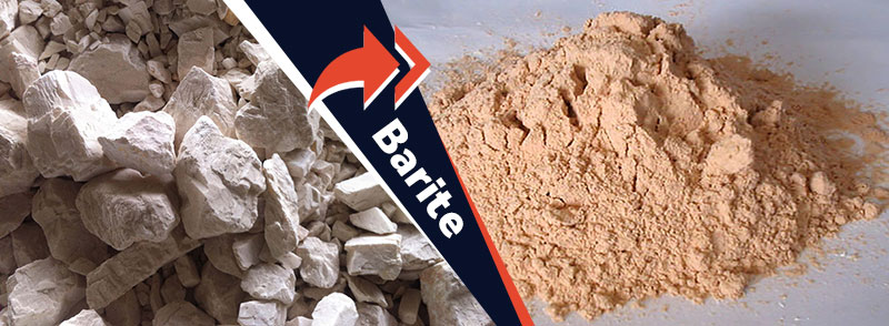 barite fragments, barite powder