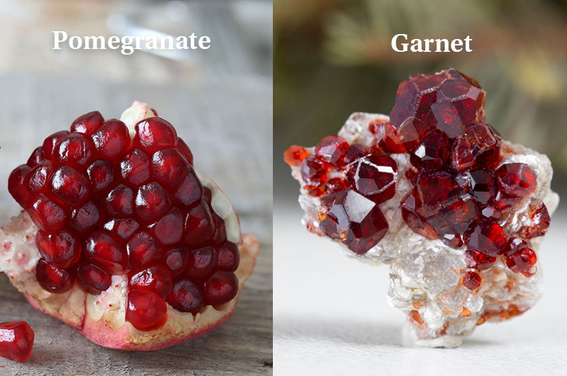 Garnet resembles the “seeds” of pomegranate in color and shape. 