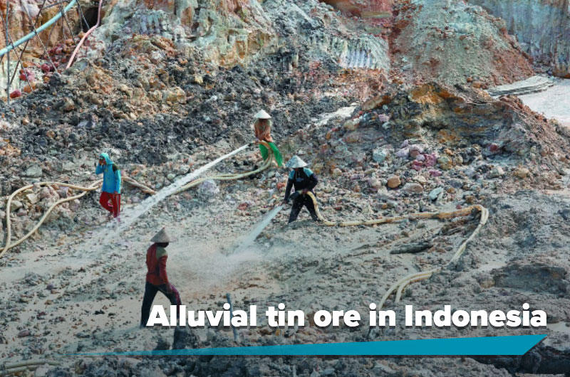 Mineral de estaño aluvial en Indonesia