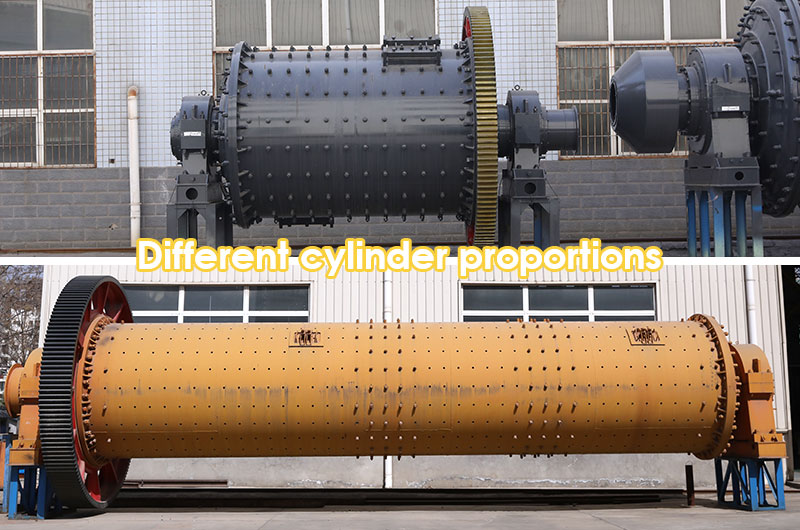 Diferentes proporciones de cilindros de molinos.