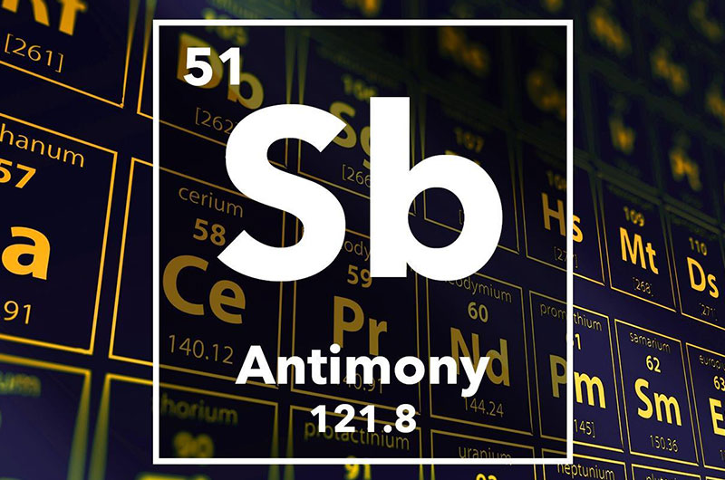 El antimonio es un elemento y metaloide con número atómico 51 y símbolo Sb en la tabla periódica.