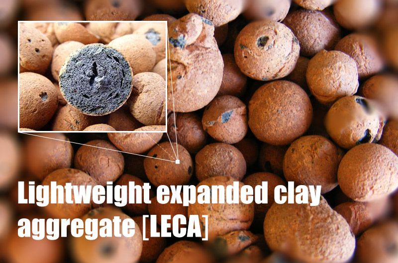 Lightweight expanded clay aggregate or expanded clay aggregate (LECA)