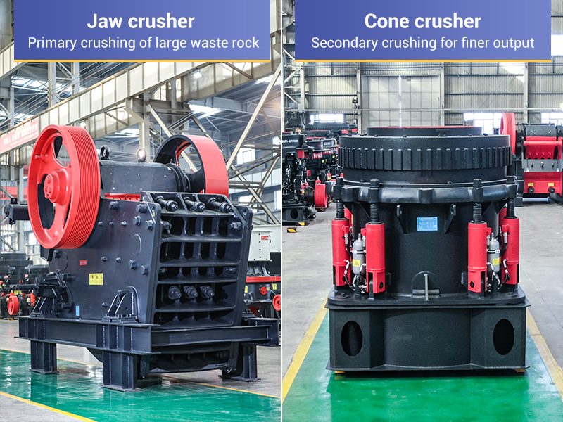 Waste rock crushing