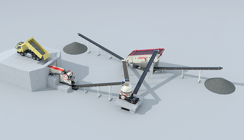 Stone crushing machines in a crushing plant