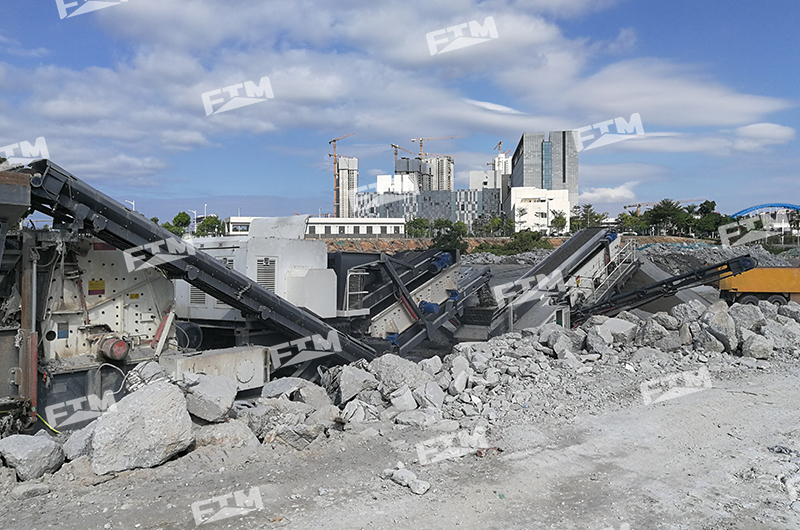 A typical recycled concrete crushing plant