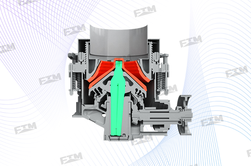 Diagrama de estructura interna de una trituradora de cono