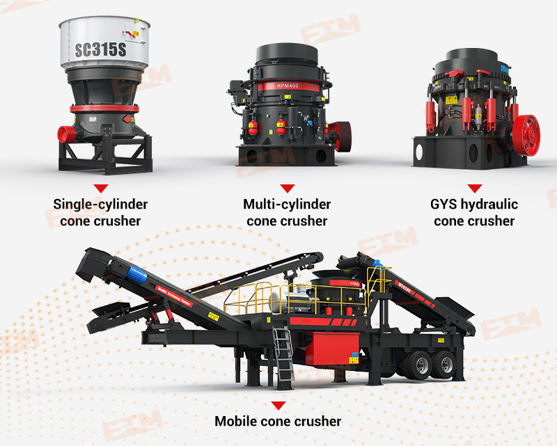 Diagram of four cone crusher types