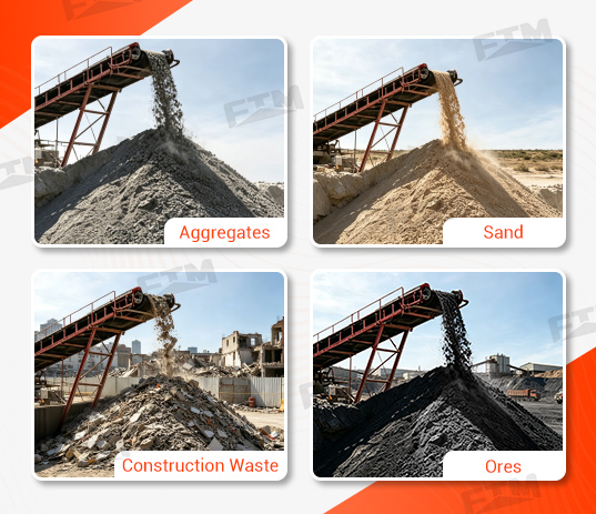 Tracked mobile conveyor for aggregates, sand, and ore stockpiling