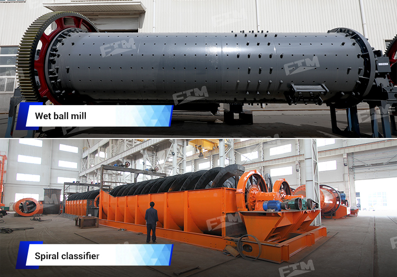 Wet ball mill and spiral classifier
