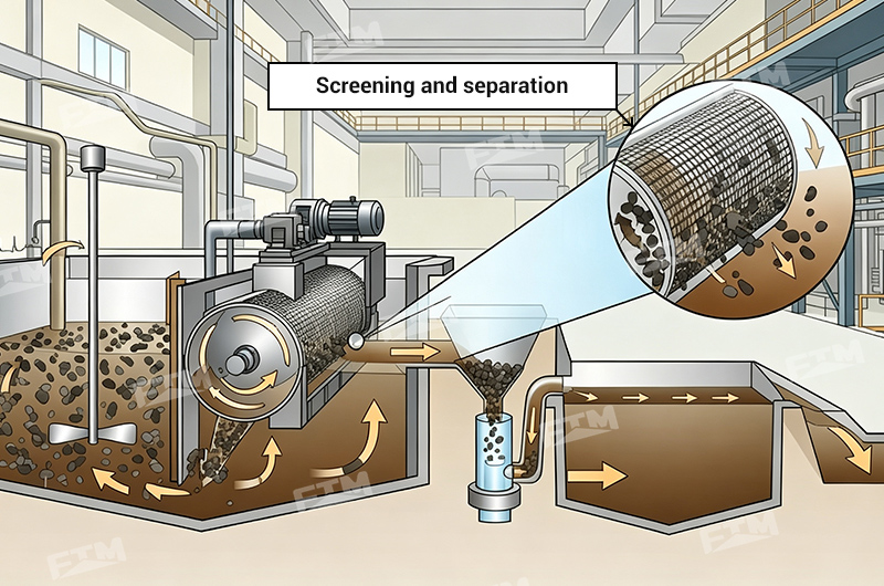 Schematic diagram of carbon-pulp separation