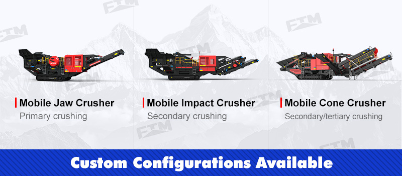 Mobile jaw crusher, mobile impact crusher and mobile cone crusher